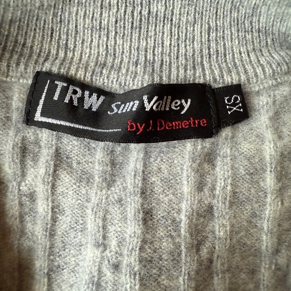 TRW SUN VALLEY J DEMETRE 100% MERINO WOOL 1/4 ZIP CABLE KNIT SWEATER WOMENS XS - Picture 9 of 12